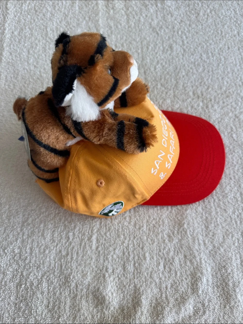 Zoologee San Diego Zoo & Safari Park Kids Orange and Red Cap with Plush Tiger